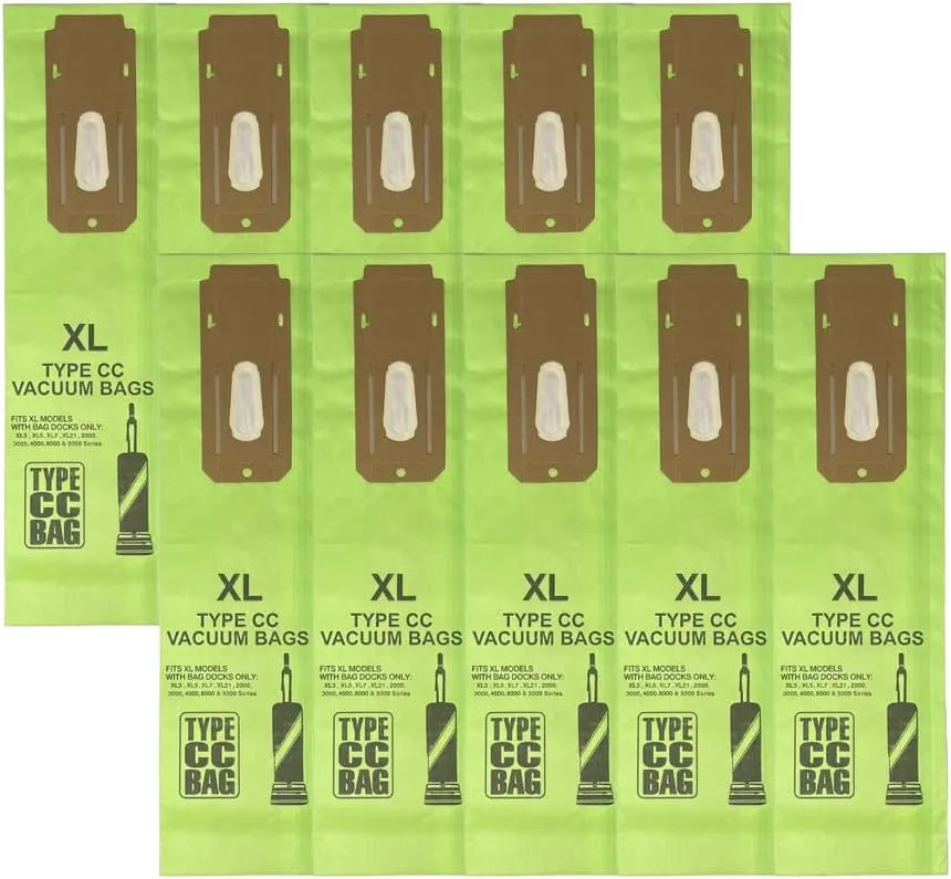 10 Packs Type CC Upright Vacuum Cleaner Replacement Bags Compatible with Oreck XL XL2 XL7 XL21,Elevate,XL Commercial,XL2100rhs,U2000r1,U2000rb1,XL Classic,XL Silver,XL Gold etc.
