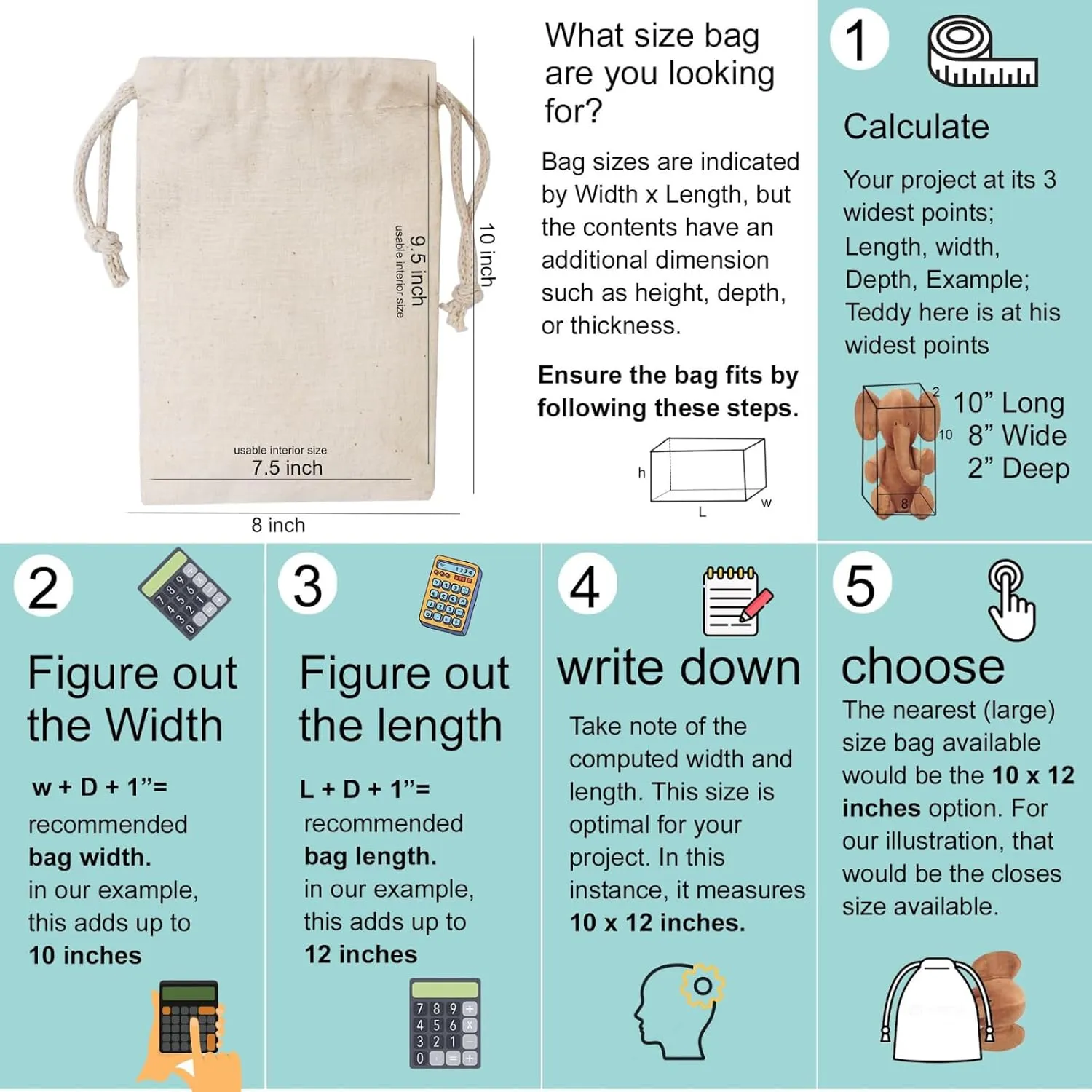 100Pcs 8 x 12 Inches Premium Cotton Muslin Double Drawstring Bags, Reusable Bag Natural Cotton Bags with Drawstring Produce Bags Bulk Gift Bag Jewelry Pouch for Party Wedding Home Storage