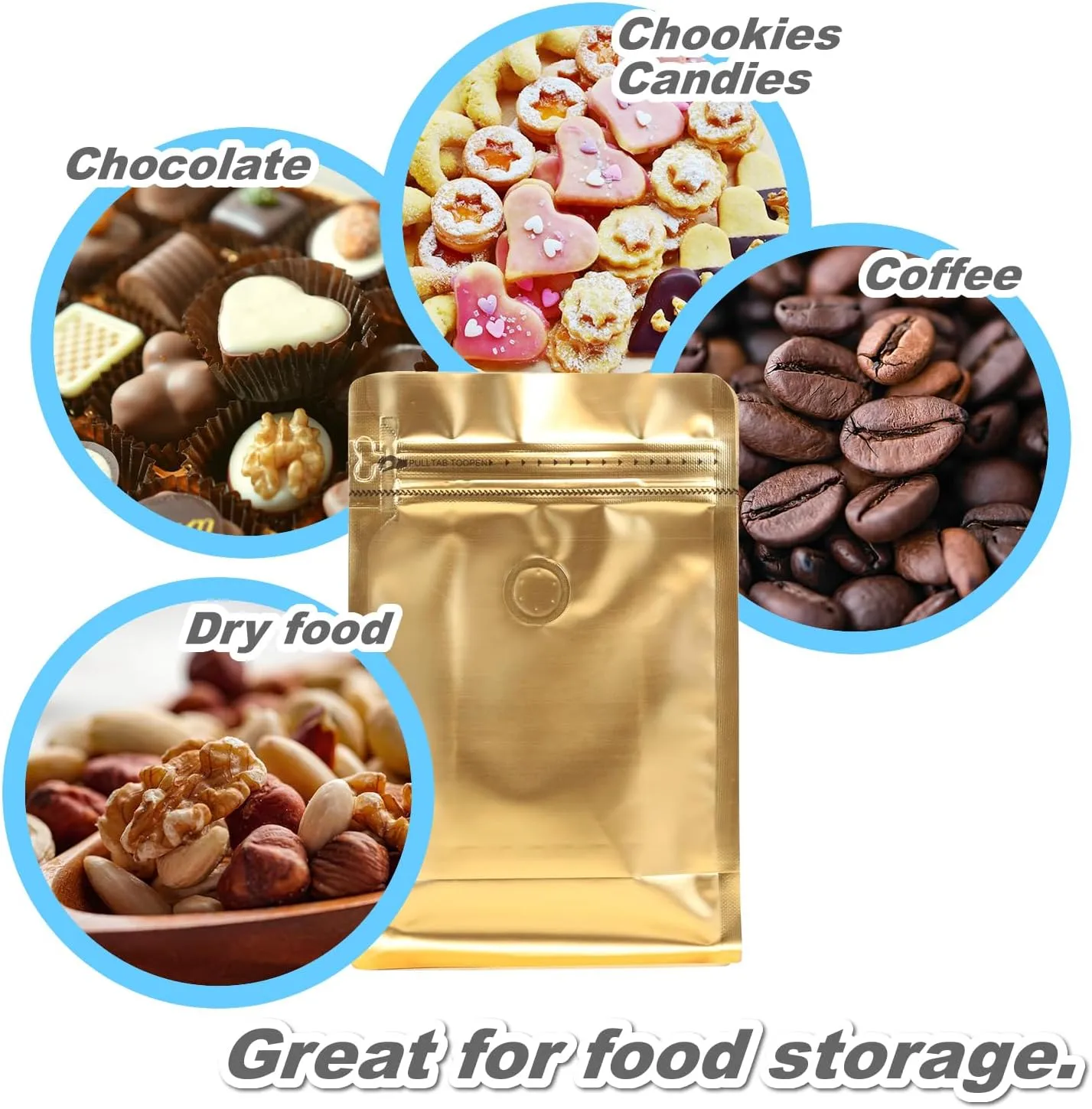 110 Pack High Barrier Stand-Up Coffee Bean Bags with Vented Valve, Matte Metallic Ziplock, Heat-Sealable and Resealable Solid Color Pouches for Food Storage (5.3 * 10.4 inch,1 lb,Golden)