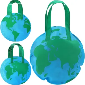 12 Pcs Earth Day Tote Bag, Non Woven Earth Shaped Tote with Handles Earth Grocery Shopping Bags Double Sided Reusable Planet Utility Bags Round Globe Gift Bag for Earth Day Party Favor Decor