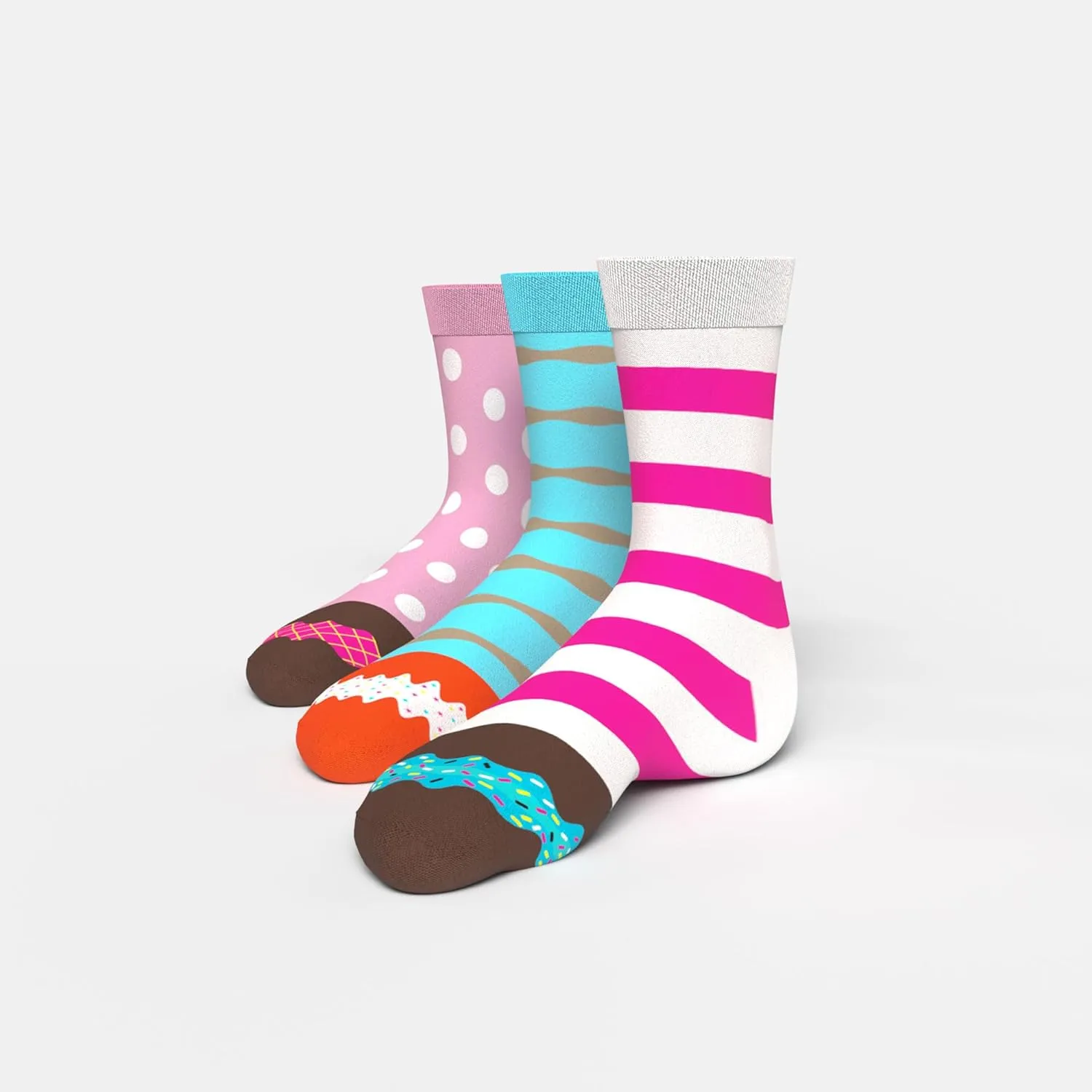 1SOCK2SOCK Women's Donut Crew Cotton Fun Socks, Cute Multipack Gift Box for Women