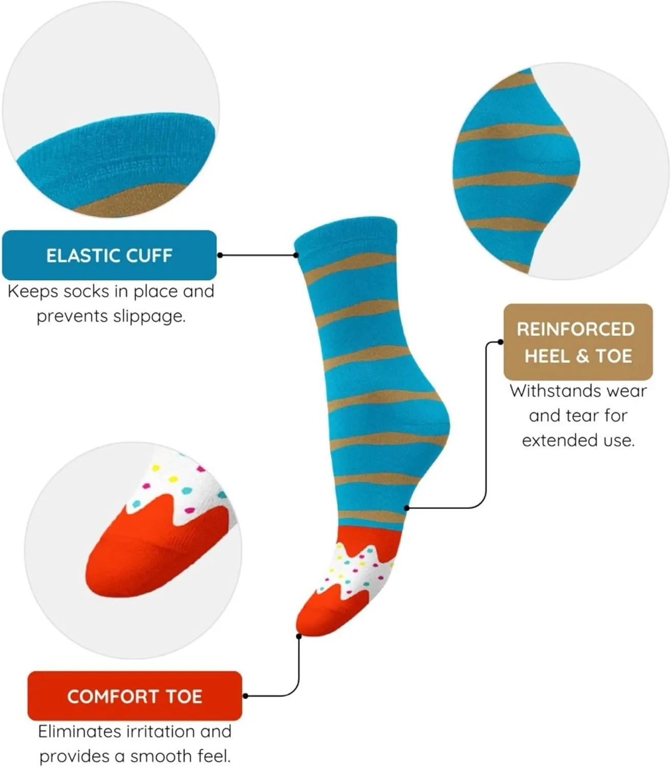 1SOCK2SOCK Women's Donut Crew Cotton Fun Socks, Cute Multipack Gift Box for Women