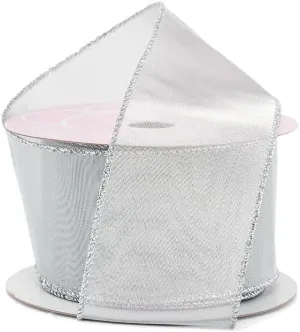 2 1/2" X 10 Yards Silver Metallic Fine Net Wired Ribbon