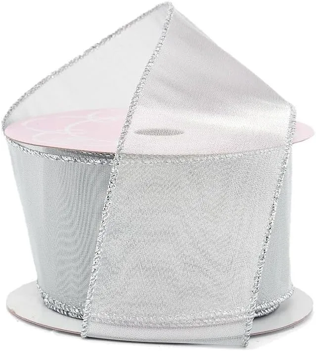 2 1/2" X 10 Yards Silver Metallic Fine Net Wired Ribbon