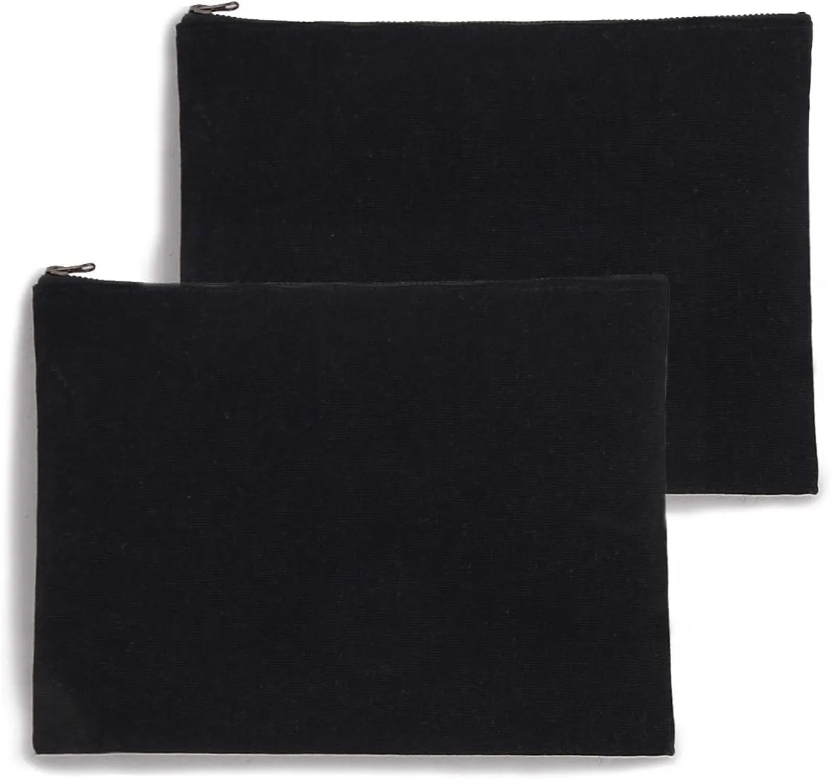 2-pack Cotton Canvas Zipper Cosmetic Bag Makeup Bags Tool Organizer with Cotton Lining 20x28cm, 7.87x11.02 inches, Pack of 2