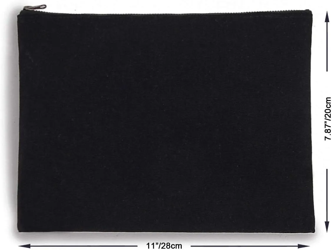 2-pack Cotton Canvas Zipper Cosmetic Bag Makeup Bags Tool Organizer with Cotton Lining 20x28cm, 7.87x11.02 inches, Pack of 2
