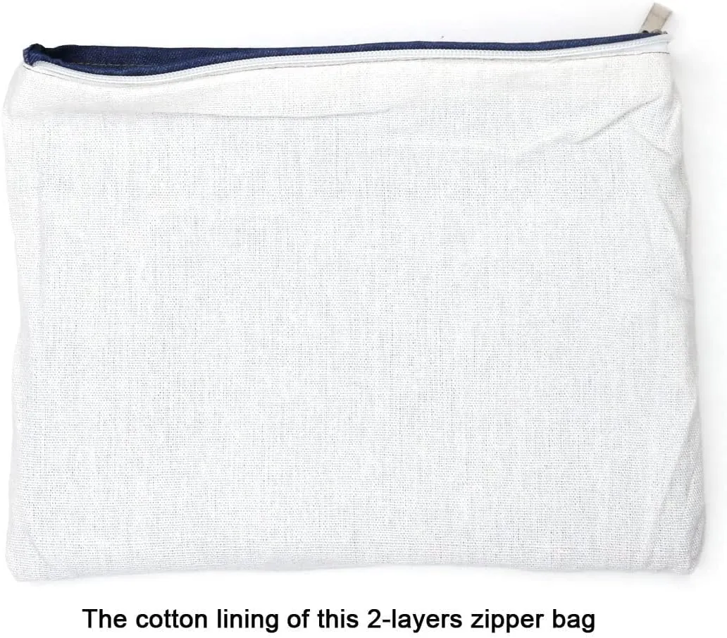 2-pack Cotton Canvas Zipper Cosmetic Bag Makeup Bags Tool Organizer with Cotton Lining 20x28cm, 7.87x11.02 inches, Pack of 2