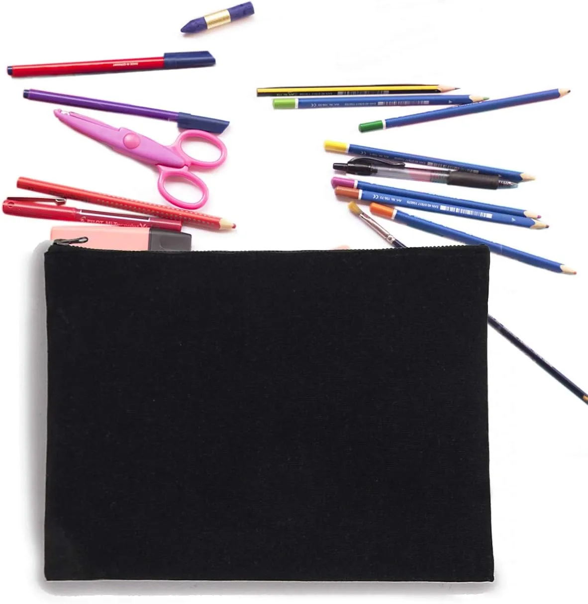 2-pack Cotton Canvas Zipper Cosmetic Bag Makeup Bags Tool Organizer with Cotton Lining 20x28cm, 7.87x11.02 inches, Pack of 2