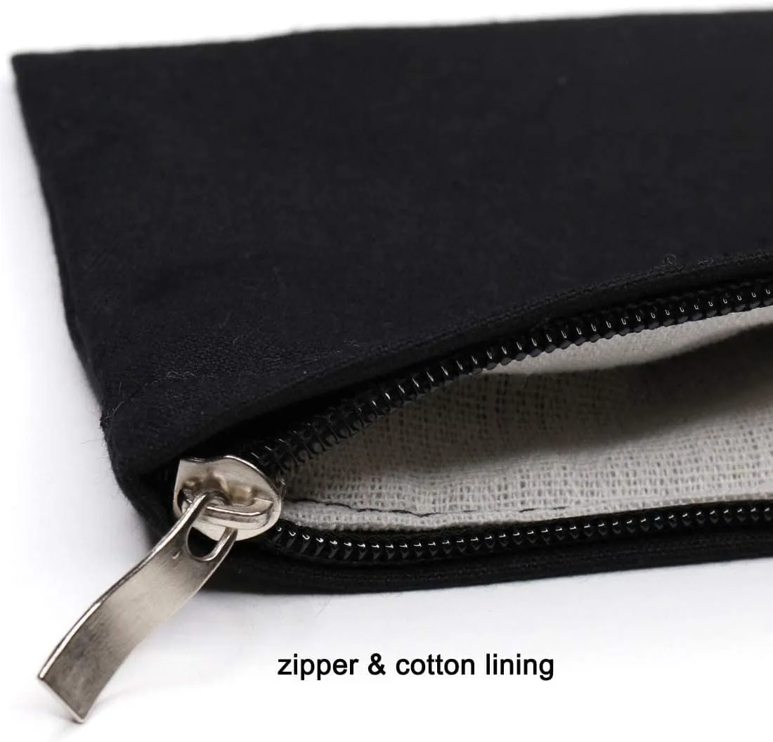 2-pack Cotton Canvas Zipper Cosmetic Bag Makeup Bags Tool Organizer with Cotton Lining 20x28cm, 7.87x11.02 inches, Pack of 2