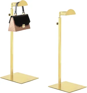 2 Pack - Stainless Steel Purse Display Stand, 370-600mm Adjustable Height Hanging Handbag Rack Appropriate for Boutique Store, Gold