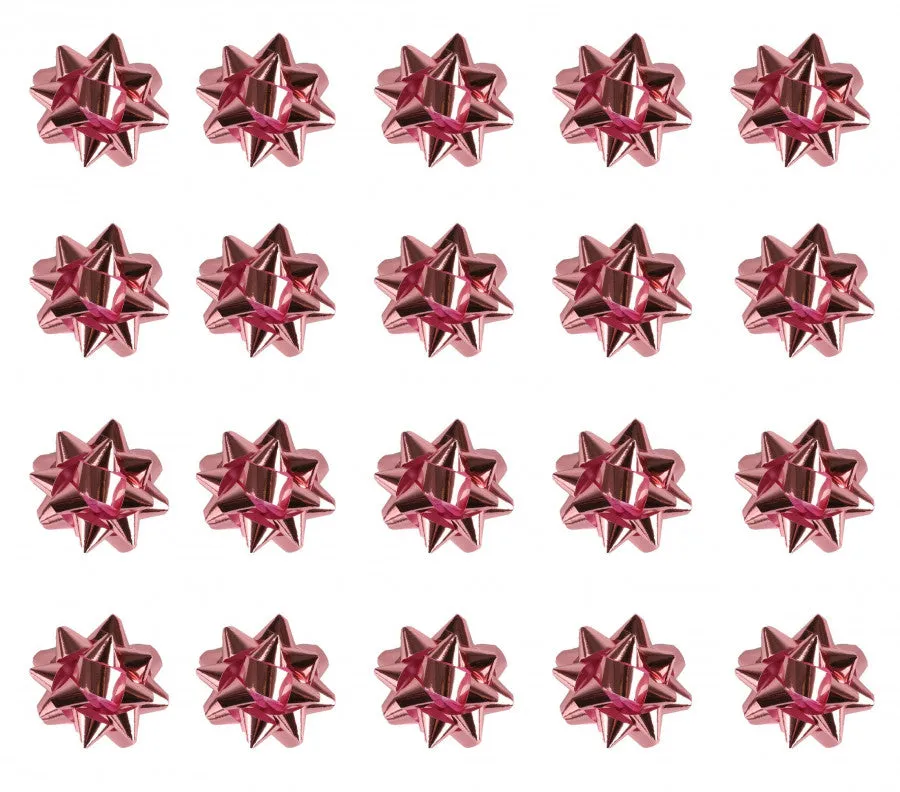 20 Medium Rose Gold Foil Bows (Pack) – Shiny Gift Wrap Accessories Self-Adhesive Presents Party