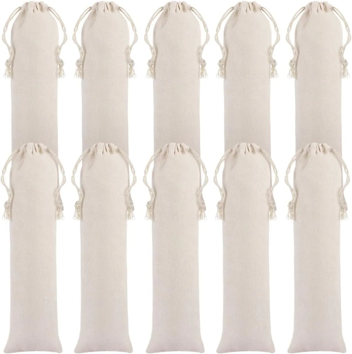20 pcs Straw Carrying Case Cotton Drawstring Bag Reusable Straws Cutlery Pouch Portable Straw Travel Canvas Bag for Straws, Knife, Fork, Spoon, Chopsticks