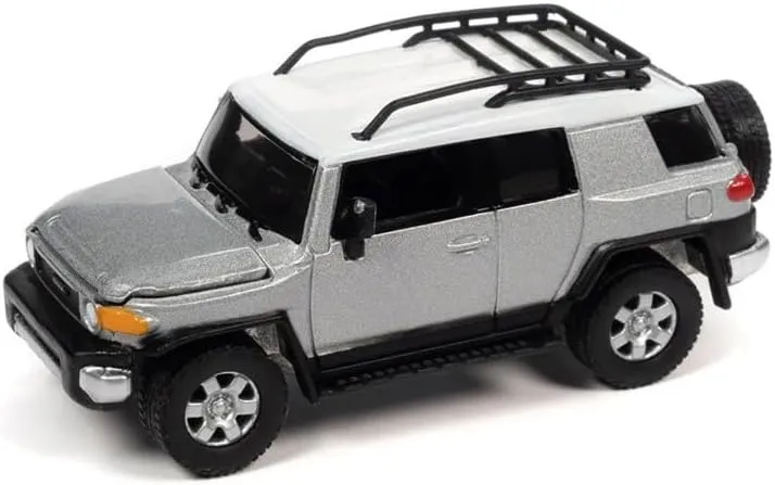 2007 FJ Cruiser Titanium Silver Metallic with White Top and Roofrack Classic Gold Collection Series Limited Edition 1/64 Diecast Model Car by Johnny Lightning JLCG030-JLSP278A