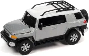 2007 FJ Cruiser Titanium Silver Metallic with White Top and Roofrack Classic Gold Collection Series Limited Edition 1/64 Diecast Model Car by Johnny Lightning JLCG030-JLSP278A
