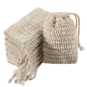 24 Pack Soap Exfoliating Bag Pouch Soap Saver Natural Ramie Soap Bag Hand Made Soap Bag Mesh Soap with Drawstring for Bath & Shower Use