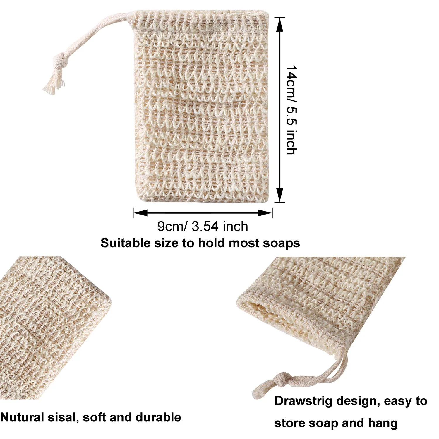 24 Pack Soap Exfoliating Bag Pouch Soap Saver Natural Ramie Soap Bag Hand Made Soap Bag Mesh Soap with Drawstring for Bath & Shower Use