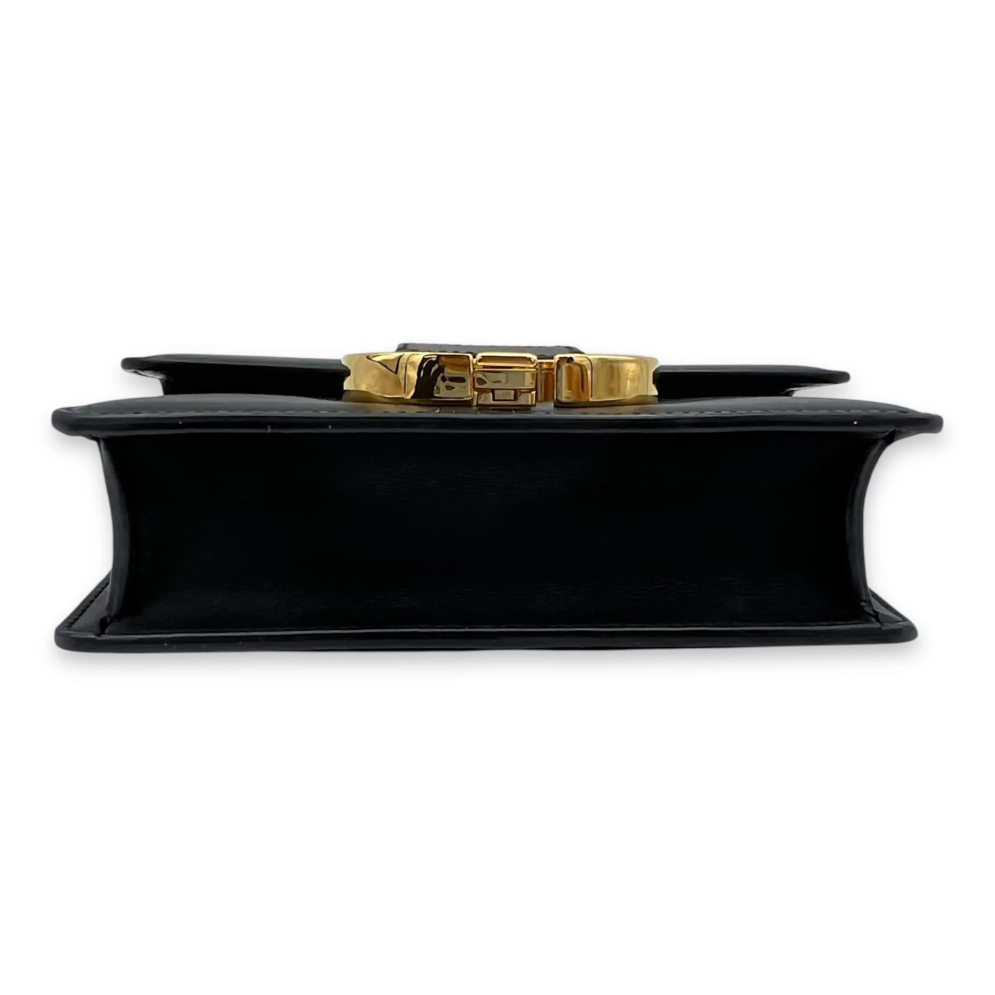 30 Montaigne Micro Black Crossbody Bag in Calfskin, Gold hardware