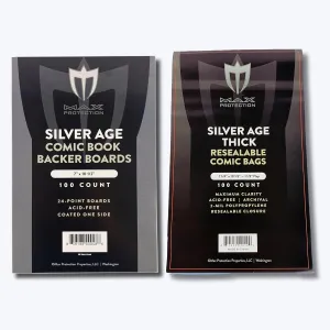 (300) Silver Age Thick Size RESEALABLE Ultra Clear Comic Book Bags and Boards - by Max Pro (Qty= 300 Bags and 300 Boards)