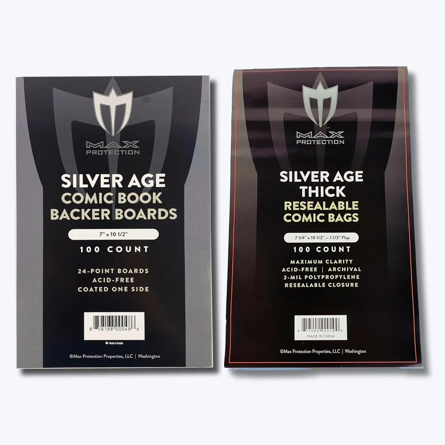 (300) Silver Age Thick Size RESEALABLE Ultra Clear Comic Book Bags and Boards - by Max Pro (Qty= 300 Bags and 300 Boards)