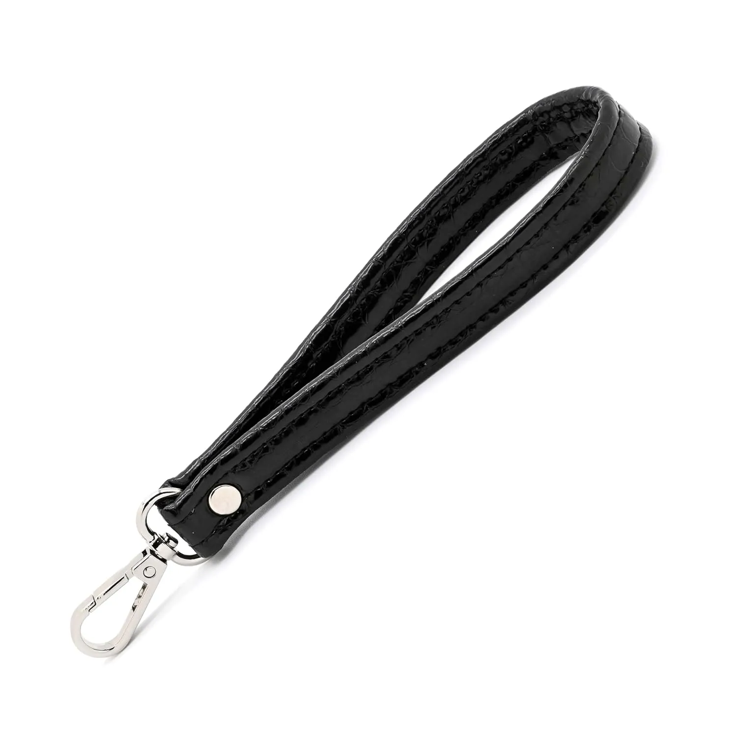 3/4" x 6" Wrist Strap • 8" Total Length • Handbag Wristlet Strap • 7 Colors • White • Pearl • Pewter • Gold • Silver • Brown • Black - Handmade by Green Acorn Kitchen (Black, Silver Hardware)