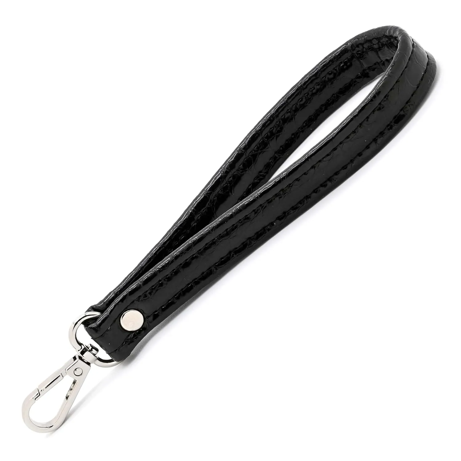 3/4" x 6" Wrist Strap • 8" Total Length • Handbag Wristlet Strap • 7 Colors • White • Pearl • Pewter • Gold • Silver • Brown • Black - Handmade by Green Acorn Kitchen (Black, Silver Hardware)