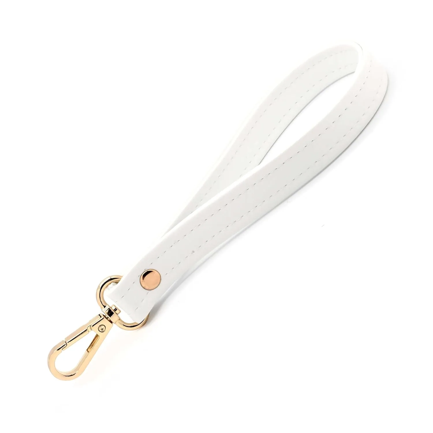 3/4" x 6" Wrist Strap • 8" Total Length • Handbag Wristlet Strap • 7 Colors • White • Pearl • Pewter • Gold • Silver • Brown • Black - Handmade by Green Acorn Kitchen (White, Gold Hardware)