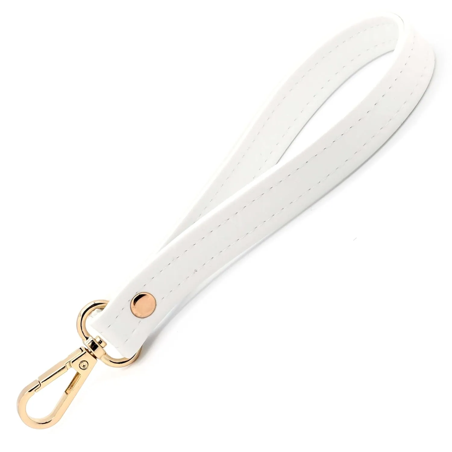 3/4" x 6" Wrist Strap • 8" Total Length • Handbag Wristlet Strap • 7 Colors • White • Pearl • Pewter • Gold • Silver • Brown • Black - Handmade by Green Acorn Kitchen (White, Gold Hardware)