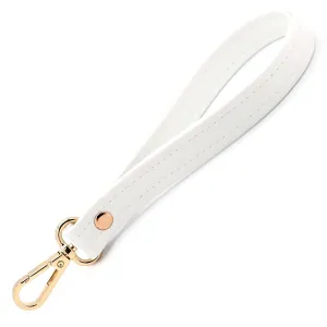 3/4" x 6" Wrist Strap • 8" Total Length • Handbag Wristlet Strap • 7 Colors • White • Pearl • Pewter • Gold • Silver • Brown • Black - Handmade by Green Acorn Kitchen (White, Gold Hardware)