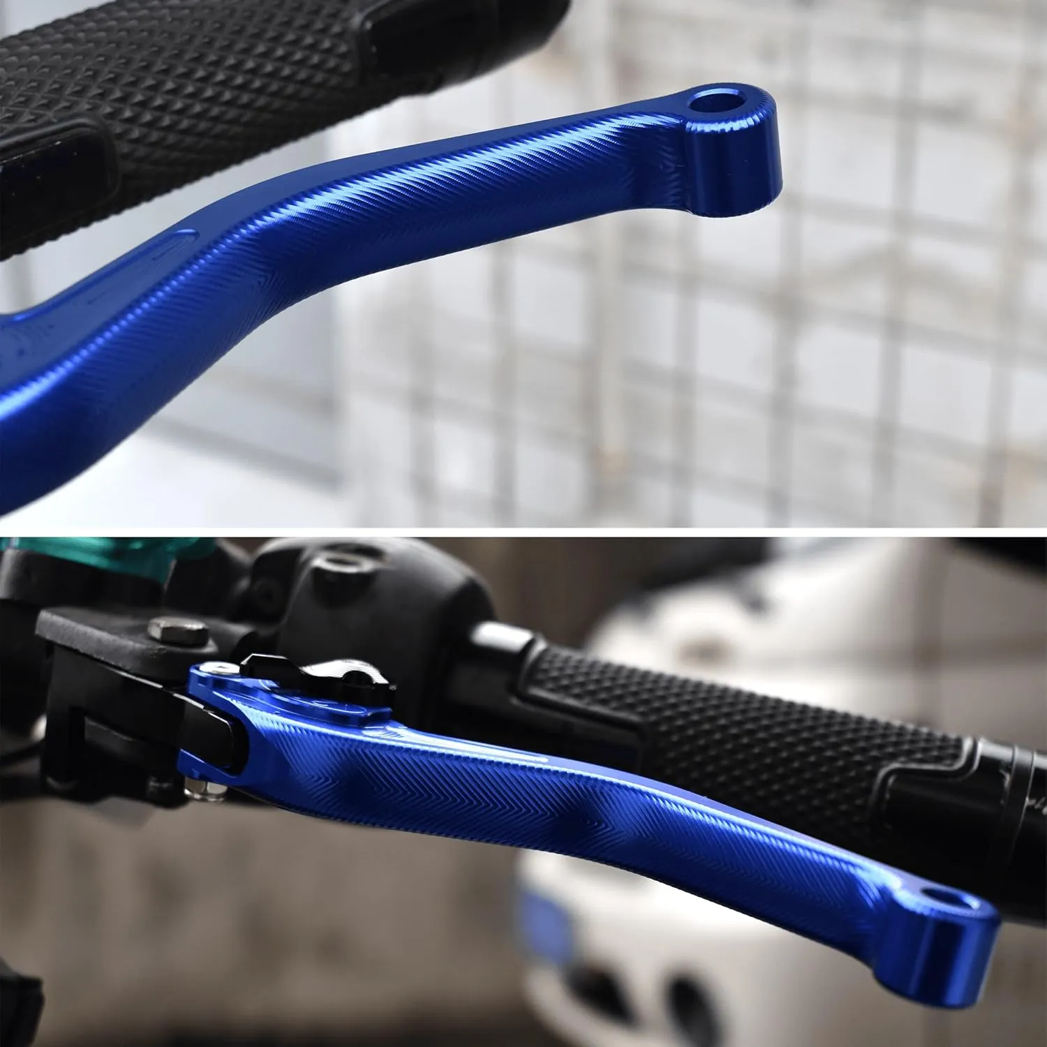 3D Fishbone Pattern Short Brake Clutch Lever for MV Agusta Brutale 1000 RR/RS/Rush 2020-2021, CNC Aluminum Alloy Made (Blue)