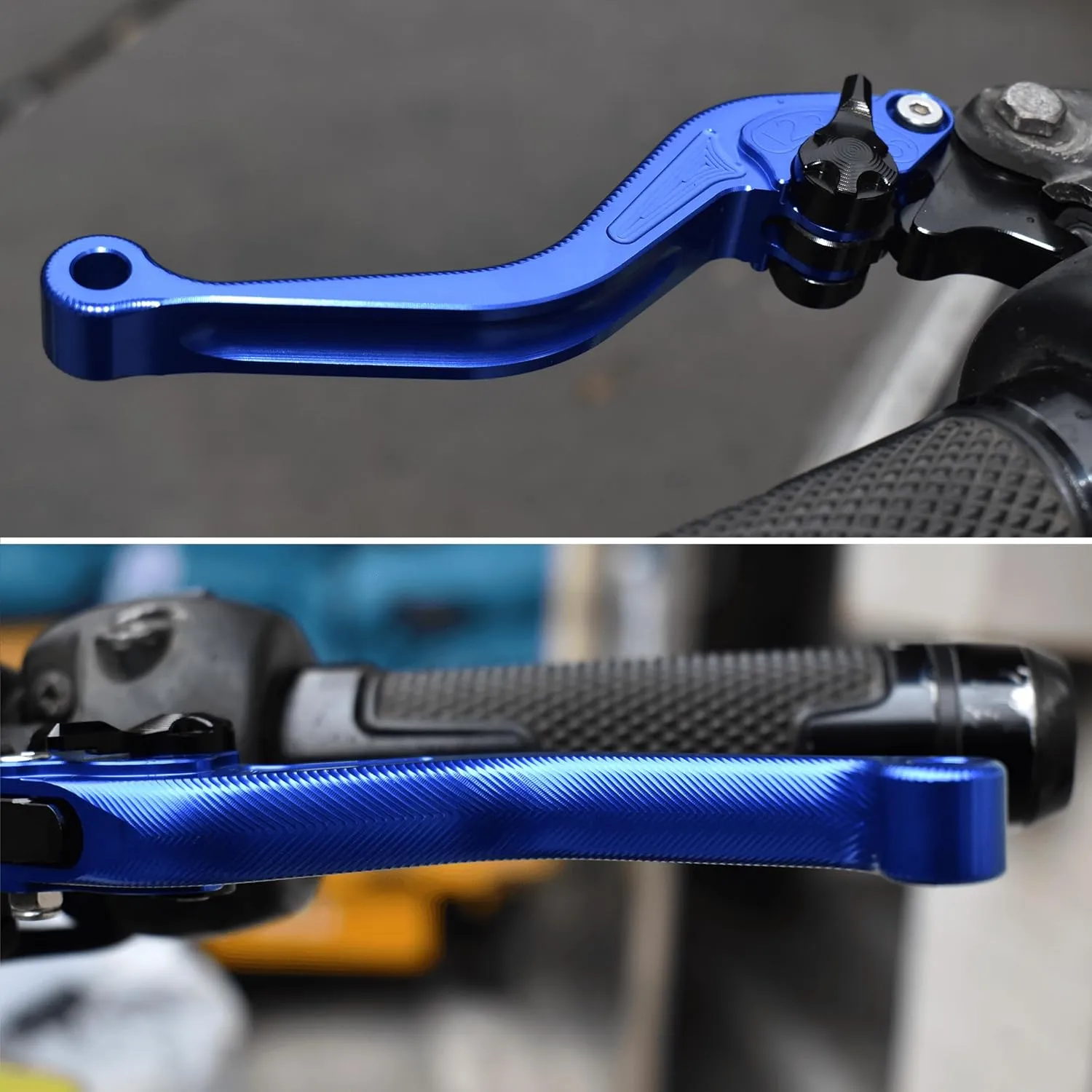 3D Fishbone Pattern Short Brake Clutch Lever for MV Agusta Brutale 1000 RR/RS/Rush 2020-2021, CNC Aluminum Alloy Made (Blue)