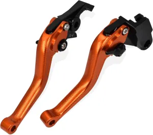 3D Fishbone Pattern Short Brake Clutch Lever for MV Agusta Brutale 1000 RR/RS/Rush 2020-2021, CNC Aluminum Alloy Made (Orange)
