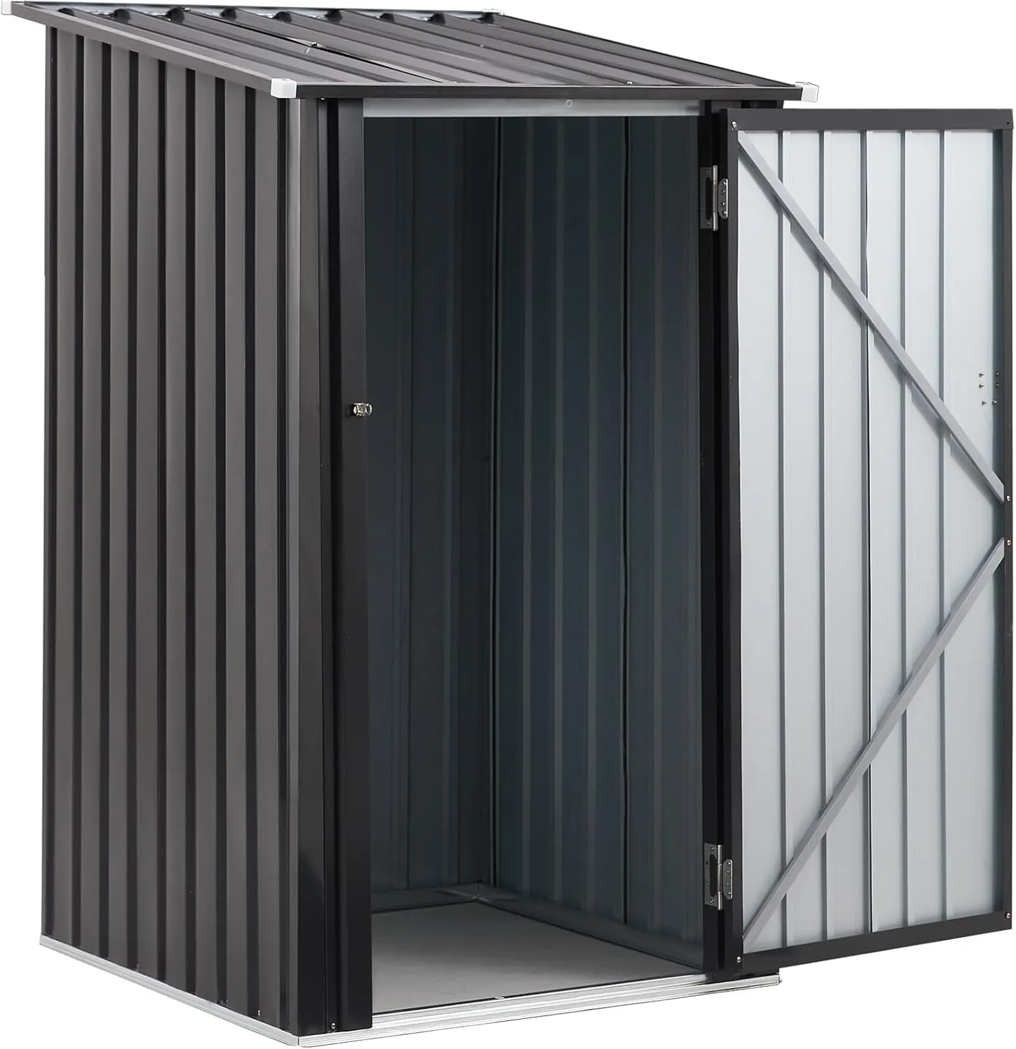 3x3 FT Outdoor Storage Shed, Metal Steel Garden Shed with Single Lockable Door, Small Shed Outdoor Steel Utility Tool Shed, Storage House Waterproof for Backyard Patio, Garden, Lawn, Dark Gray