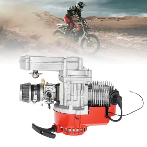49CC Dirt Bike Engine 2 Stroke Gasoline Engine 7000RPM 48km/h Single Cylinder Air Cooling Engine Aluminum Motor Pull Start for Mini Dirt Pocket Beach Bike ATV Scooter