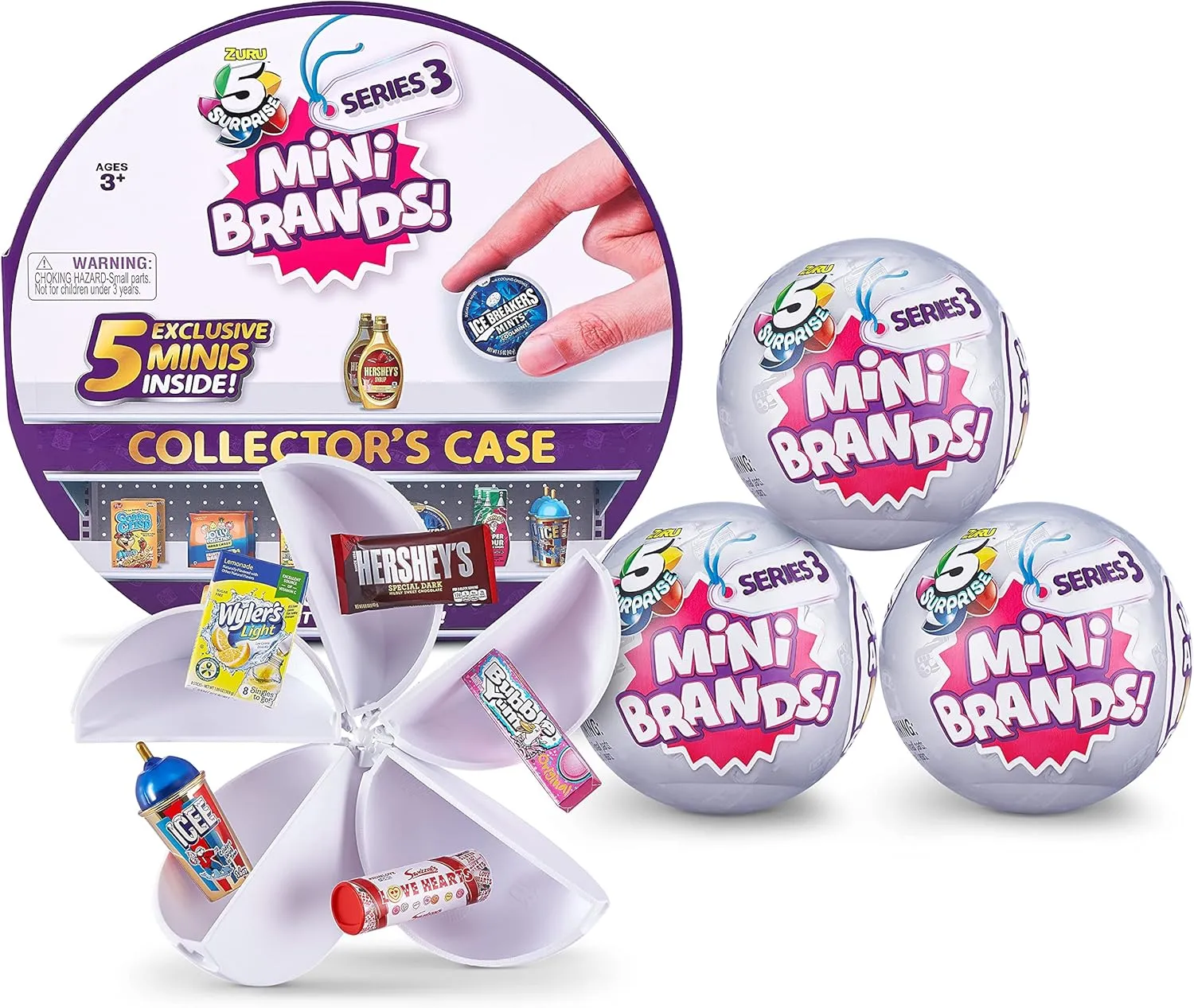 5 Surprise Mini Brands Series 3 Collector's Kit - Amazon Exclusive Mystery Capsule Real Miniature Brands by Zuru (3 Capsules   1 Case),Multi