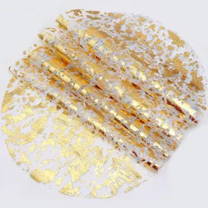 50 Pack Disposable Gold Placemats 13 inch Metallic Round Gold Foil Place Mat Mesh Pressed Table Mates Table Runner Decoration for Weddings Parties Home Dinners Table Tablecloths Decor