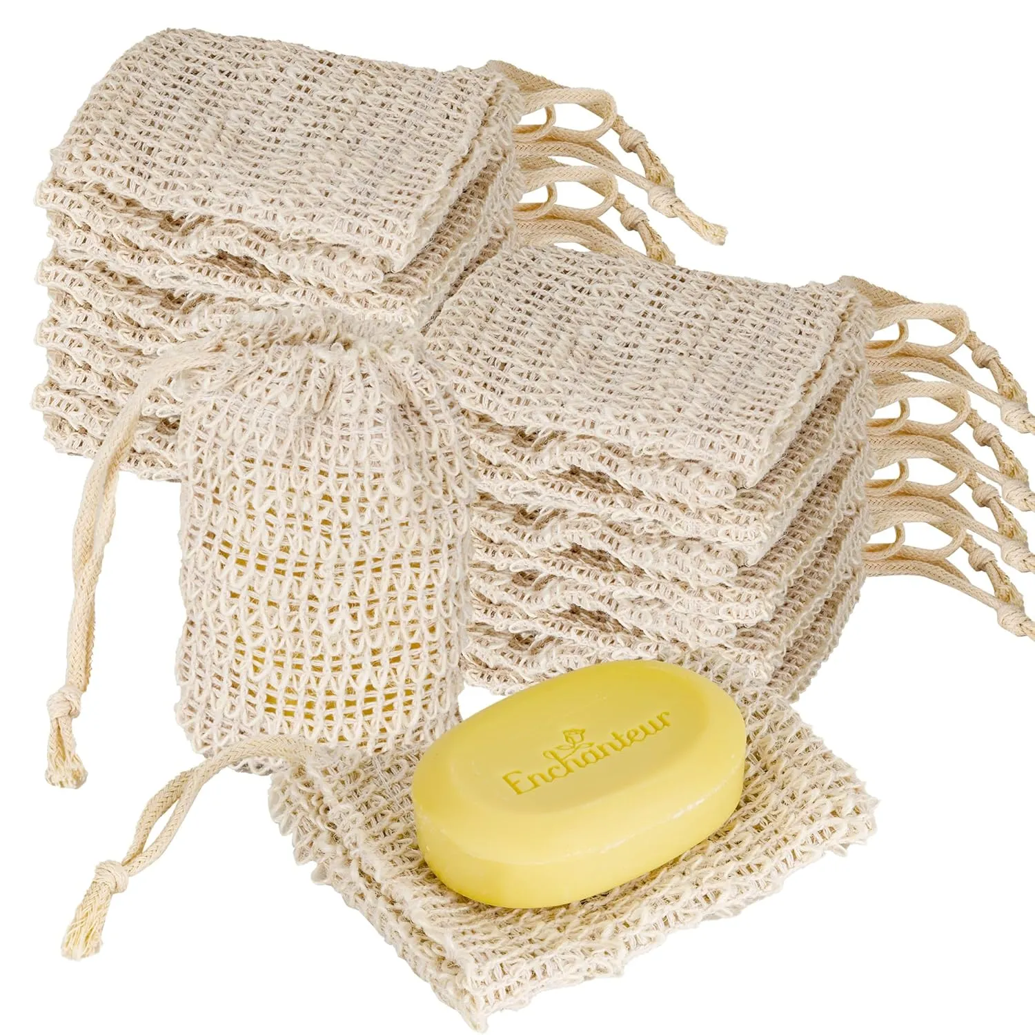 50 Pack Soap Saver Bags, Exfoliating Soap Pouch Bars Soap Mesh Bags with Drawstring, Foaming and Drying Soap Exfoliating Net for Bath and Shower