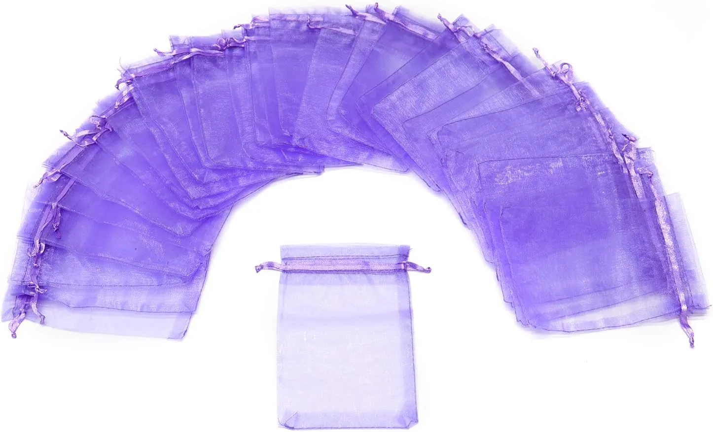 50pcs Drawstring Organza Jewelry Candy Pouch Christmas Wedding Party Favor Gift Bags (6x8, Light Purple)
