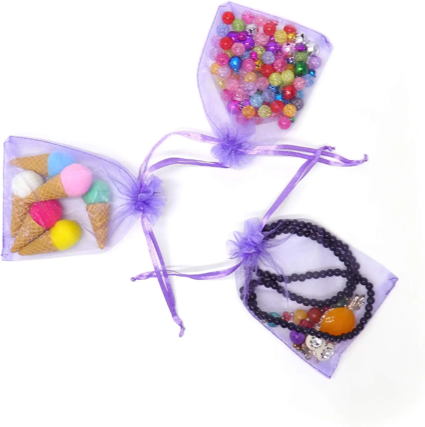 50pcs Drawstring Organza Jewelry Candy Pouch Christmas Wedding Party Favor Gift Bags (6x8, Light Purple)