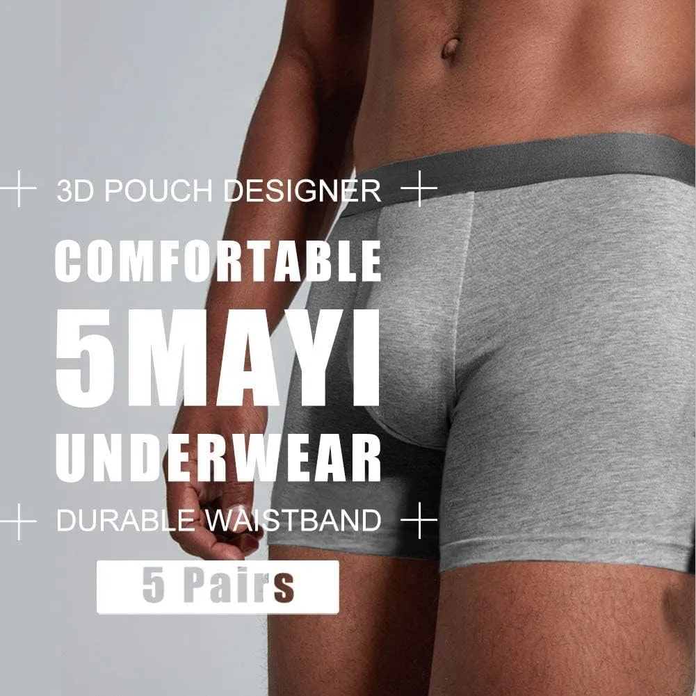 5Mayi Men's Underwear Boxer Briefs Cotton Regular Long Mens Boxer Briefs Underwear Men Pack S M L XL XXL