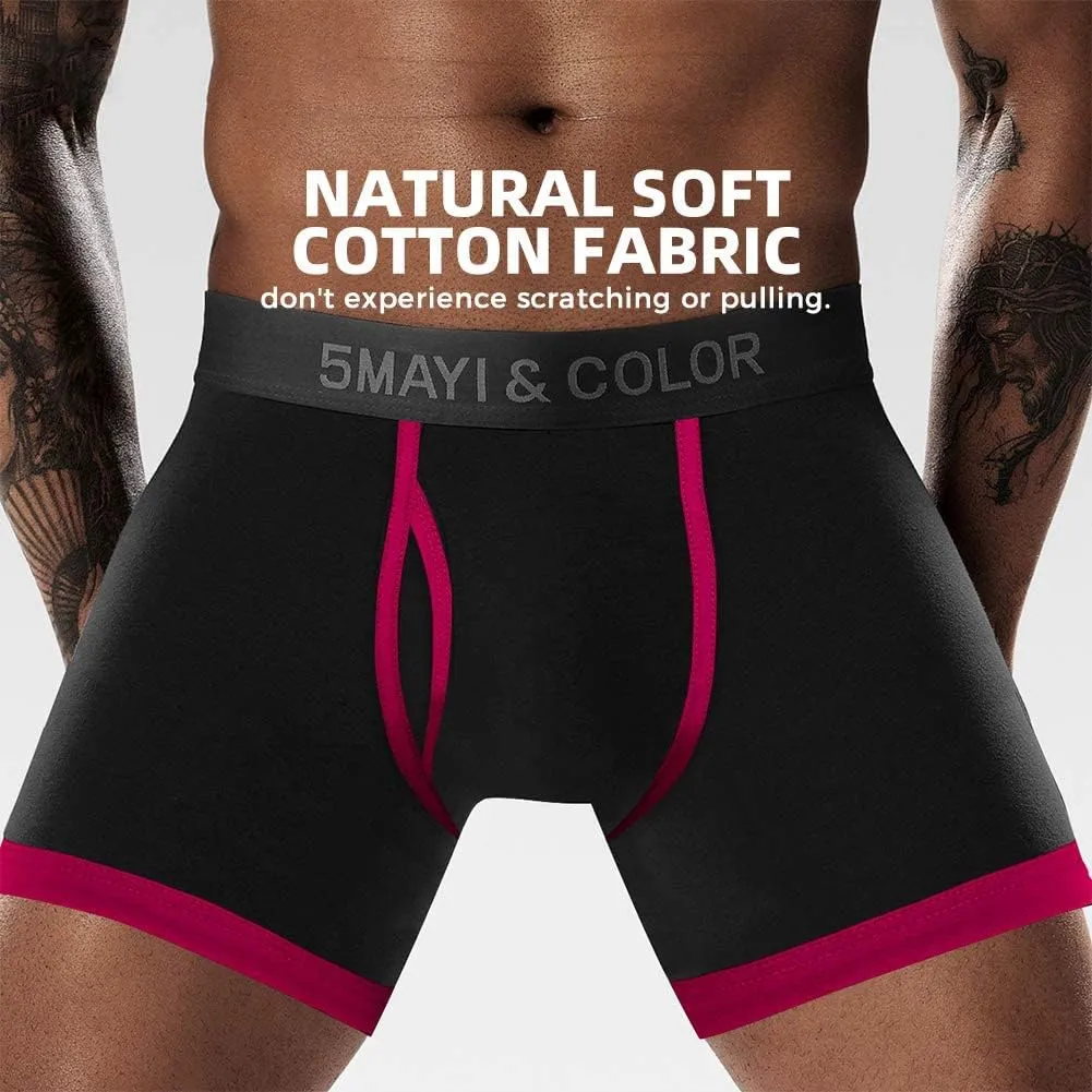 5Mayi Men's Underwear Boxer Briefs Cotton Regular Long Mens Boxer Briefs Underwear Men Pack S M L XL XXL
