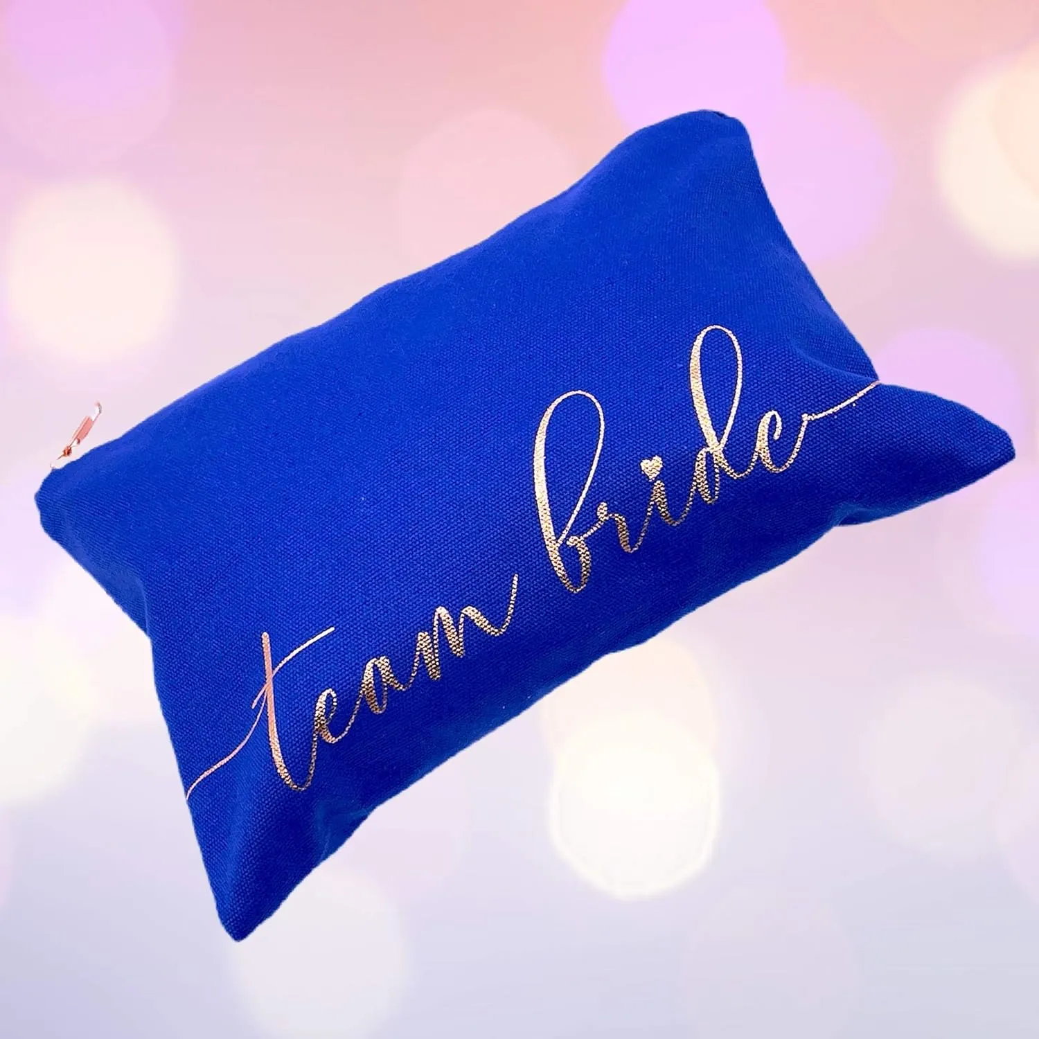 6 Bridesmaids Makeup Bags & 1 for Bride. 7 Large Canvas Toiletry Bags with Metal Zipper & Inside Lining. for Bachelorette Party Favors & Bridal Shower with Bridesmaid Proposal Cards. (Royal Blue)