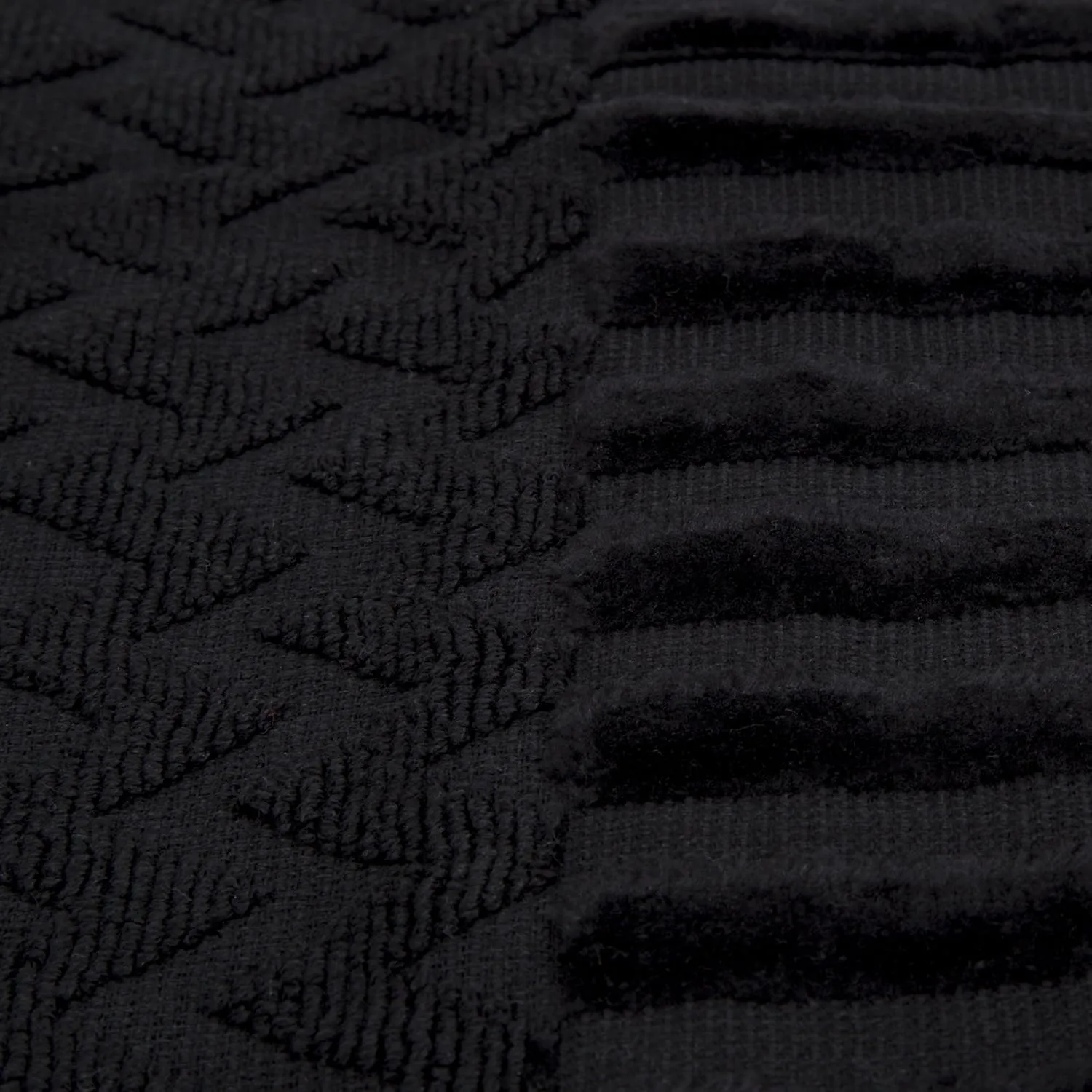 6-Piece Cotton Deluxe Plush Bath Towel Set – Chevron Patterned Plush Sculpted Spa Luxury Decorative Body, Hand and Face Towels by Lavish Home (Black)