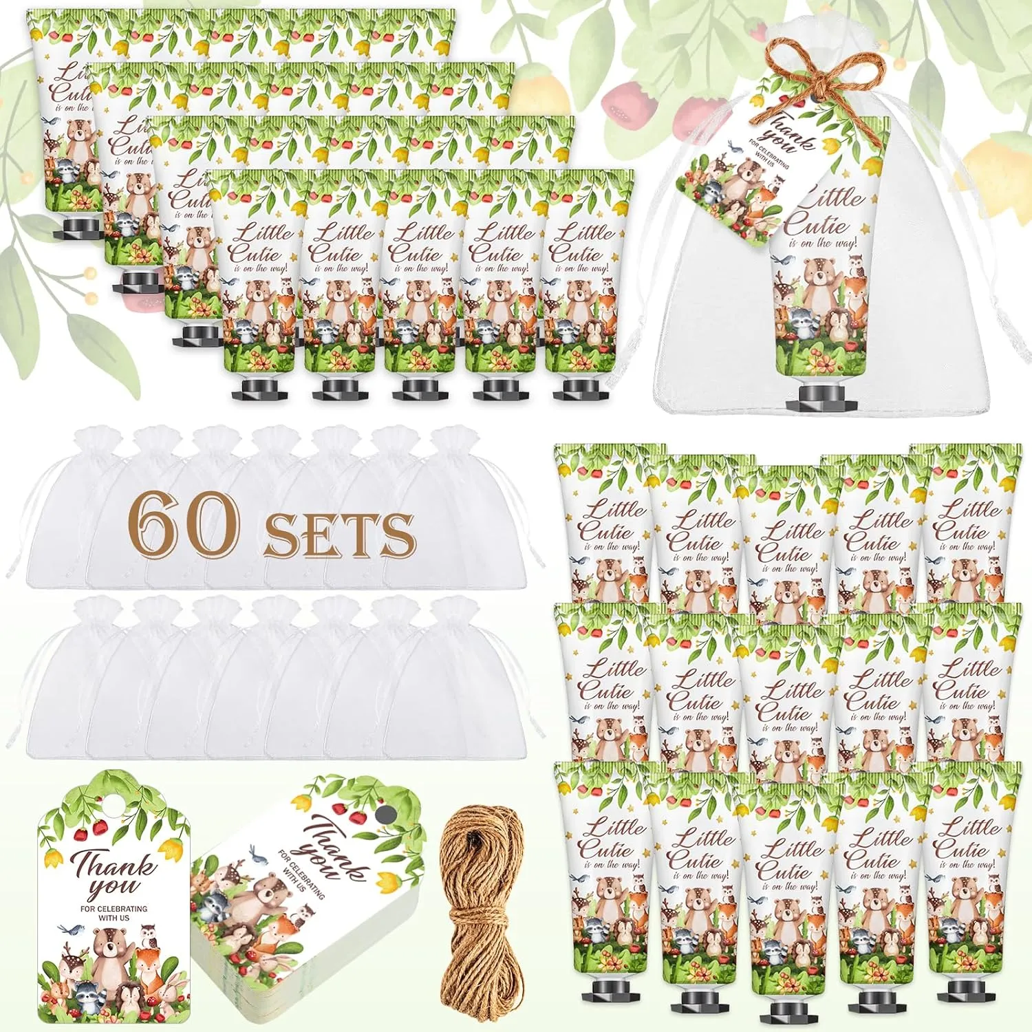 60 Sets Baby Shower Hand Cream, Baby Shower Party Favors Gifts for Guests Bridal Shower, Hand Cream Gifts,Travel Size Hand Lotion Bulk for Wedding,Thank You Gifts Christmas Holiday (Animals)