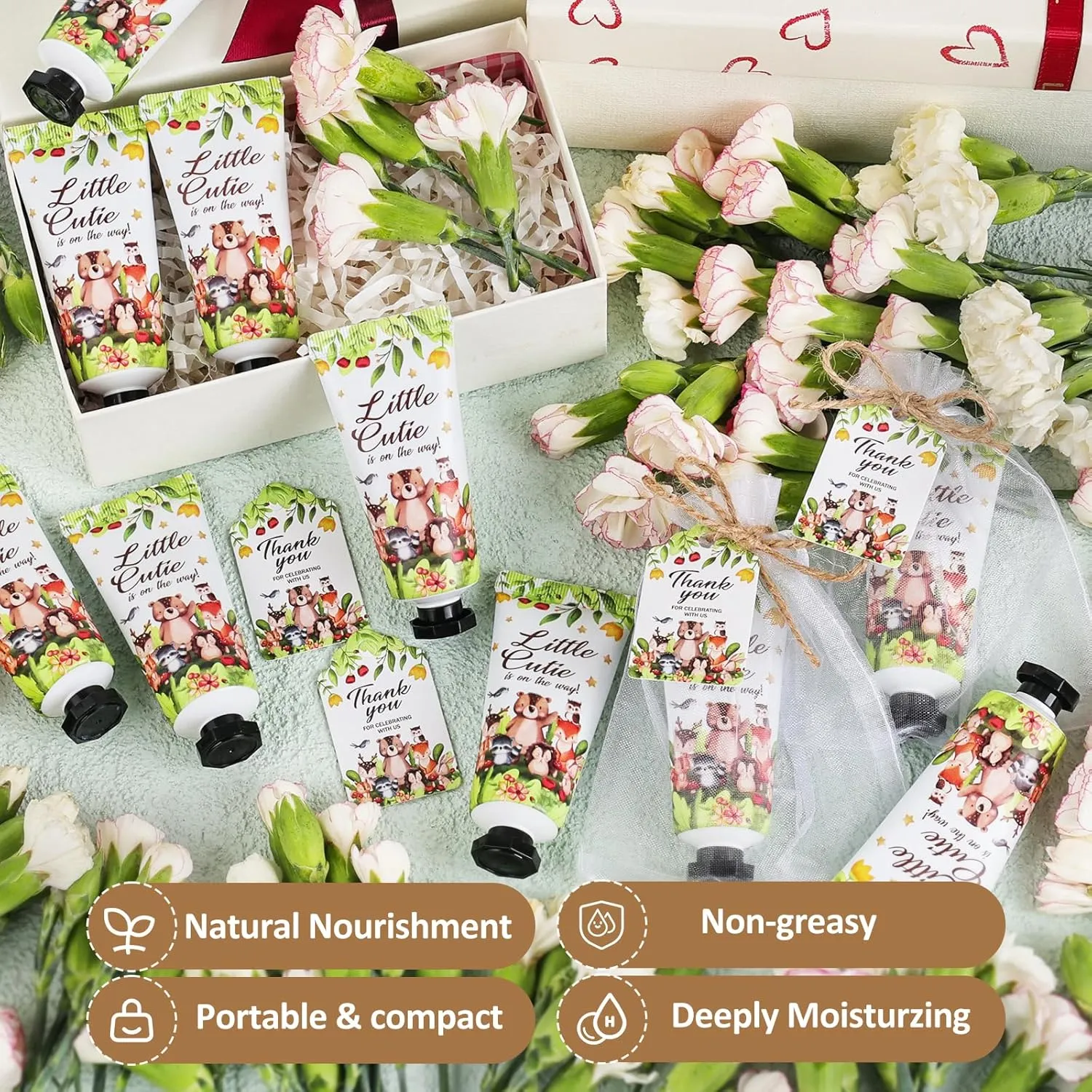 60 Sets Baby Shower Hand Cream, Baby Shower Party Favors Gifts for Guests Bridal Shower, Hand Cream Gifts,Travel Size Hand Lotion Bulk for Wedding,Thank You Gifts Christmas Holiday (Animals)