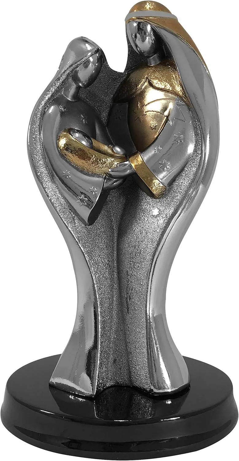 Abstract Nativity Scene Statue - Religious Metallic Home Décor (Abstract #1)