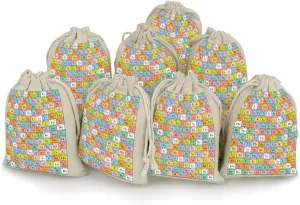 Abstract Periodic Table Novelty 8 Pack Small Gift Bags Pouch Pockets for Carrying Christmas Party Wedding Drawstrings Storage Bag