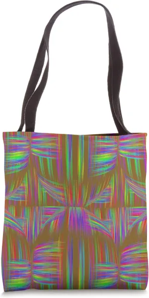 Abstract Repeating Pattern In Rich Coffee and Rainbow Colors Tote Bag