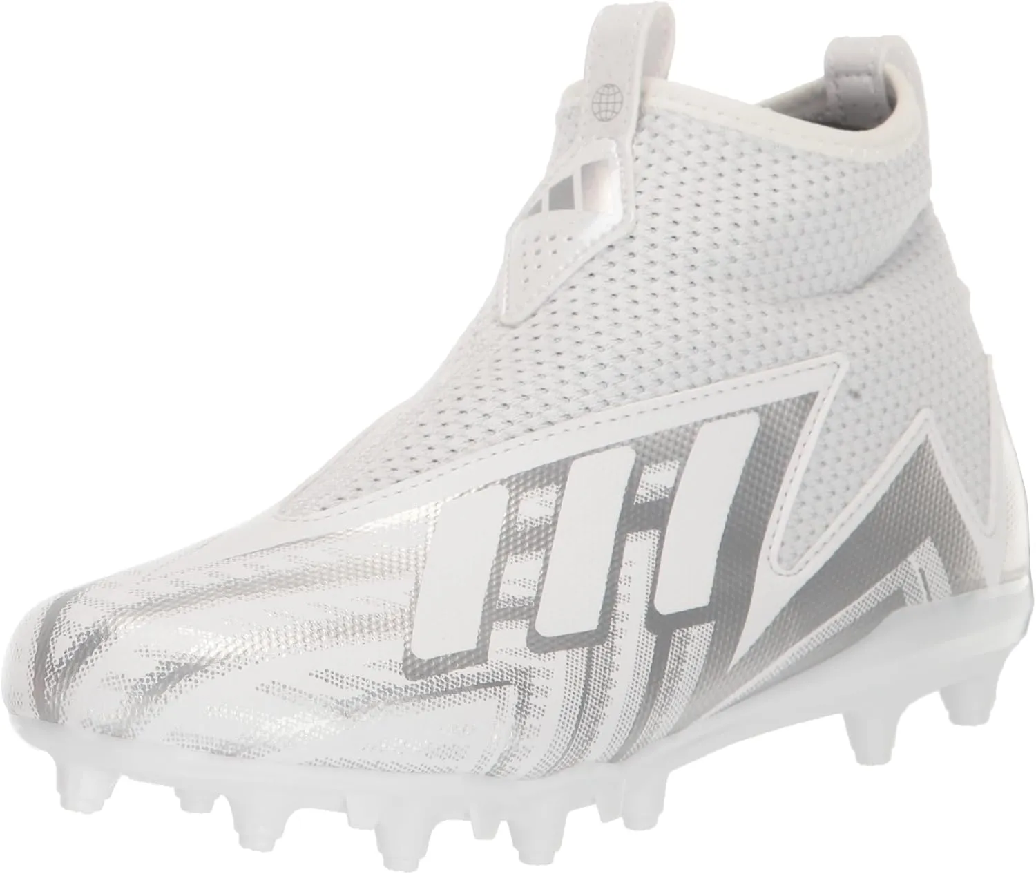 adidas Freak Spark 23 Football Shoe, White/White/Silver Metallic, 3.5 US Unisex Little Kid