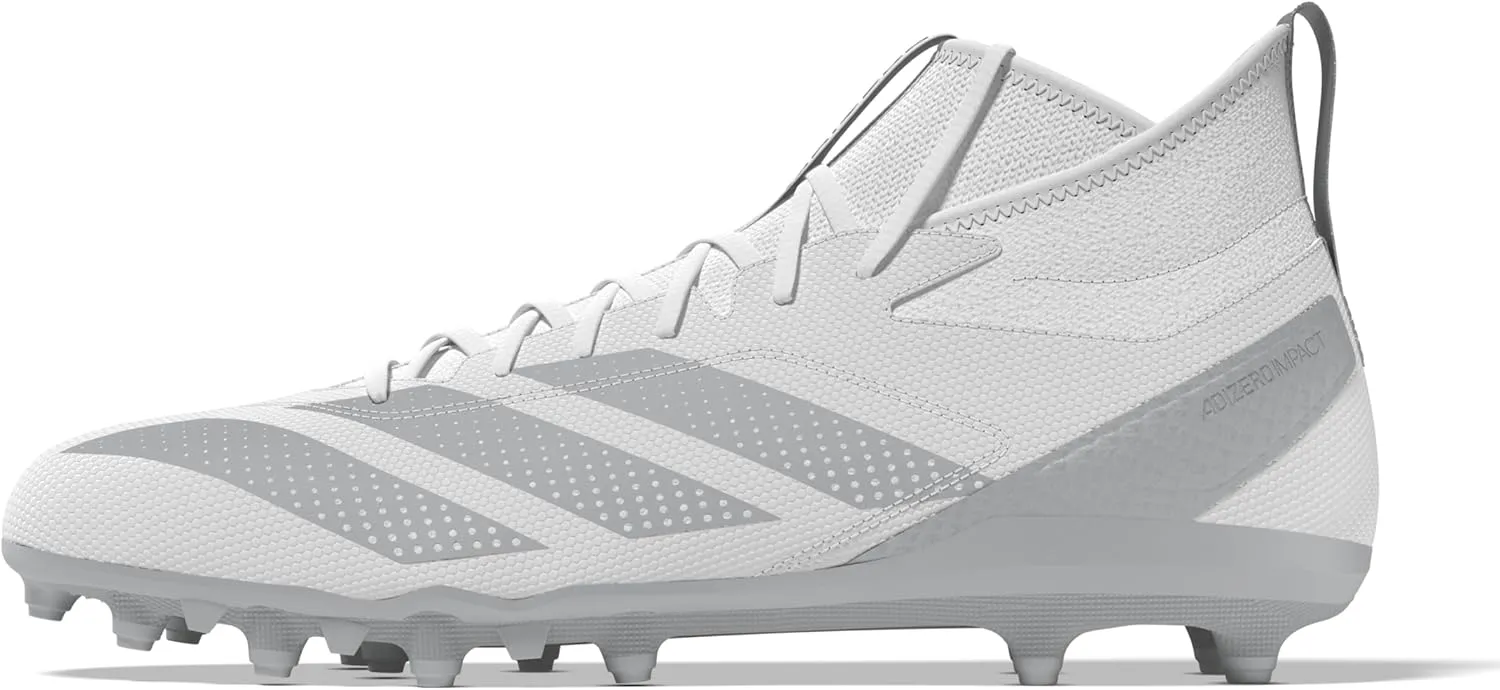 adidas Men's Adizero Impact.2 American Football Sneaker, White/Silver Metallic/White, 11.5