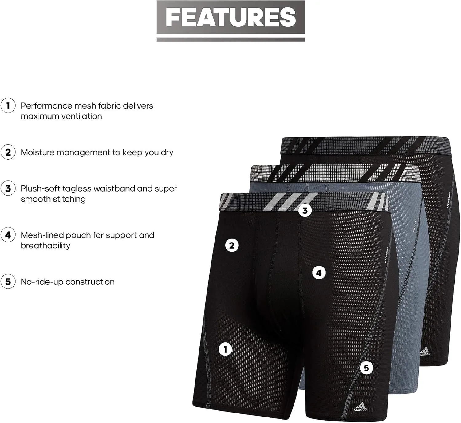 adidas Men's Stretch Cotton Boxer Brief Underwear (3-Pack) -2020